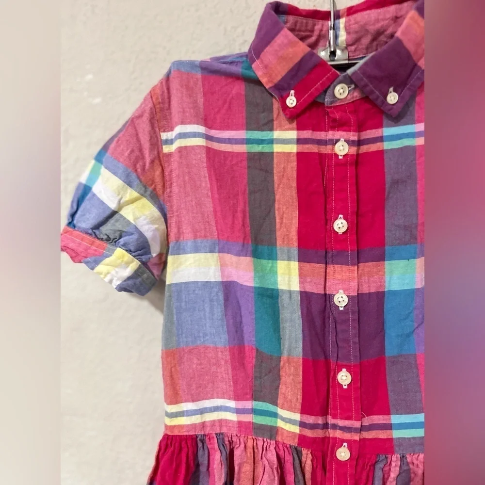 Ralph Lauren Kids Cotton Madras Chequered Dress in pink and blue size 12